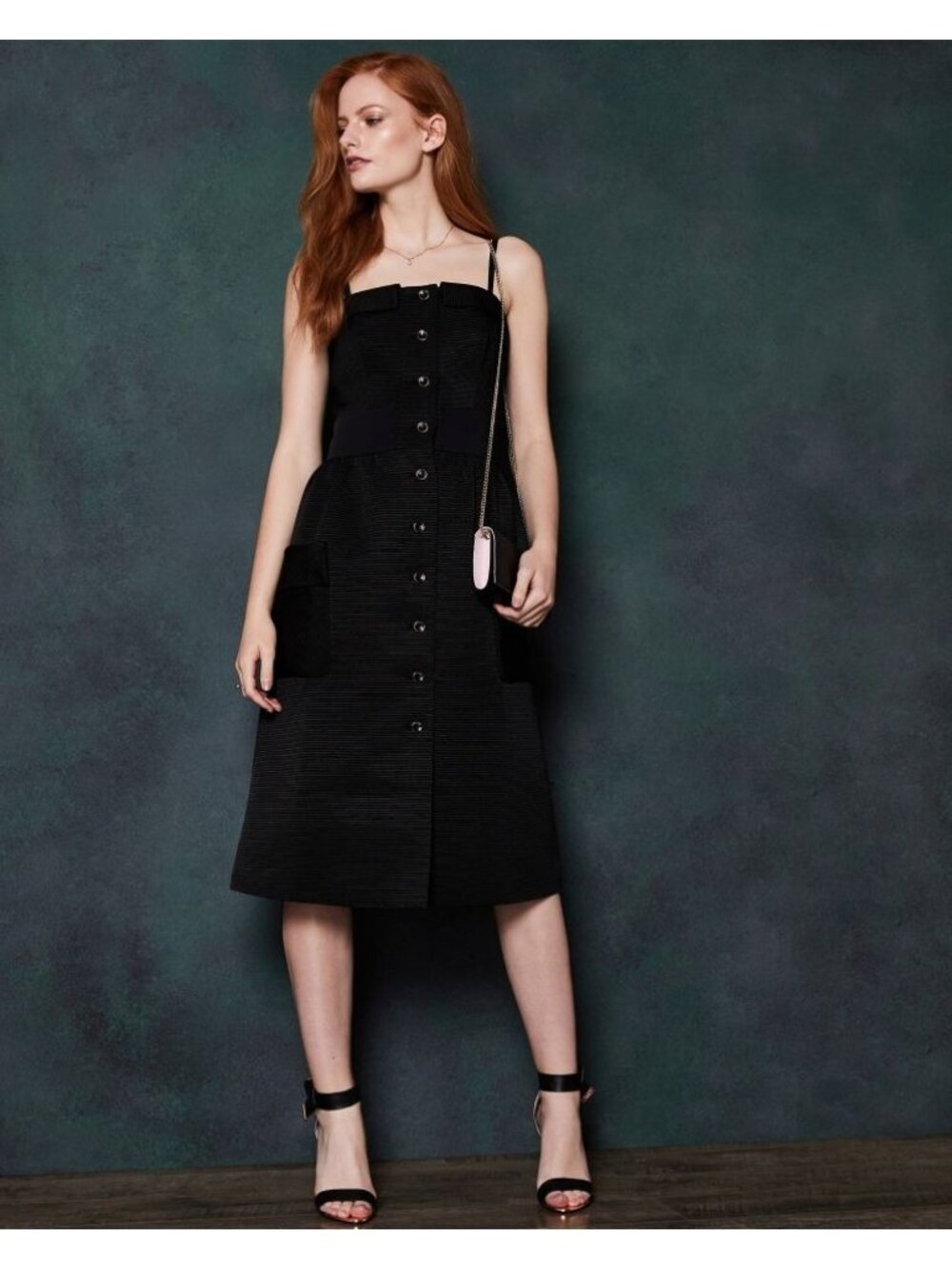 🆕TED BAKER Octovia Button Down Pockets Midi Dress 8 - Picture 2 of 16